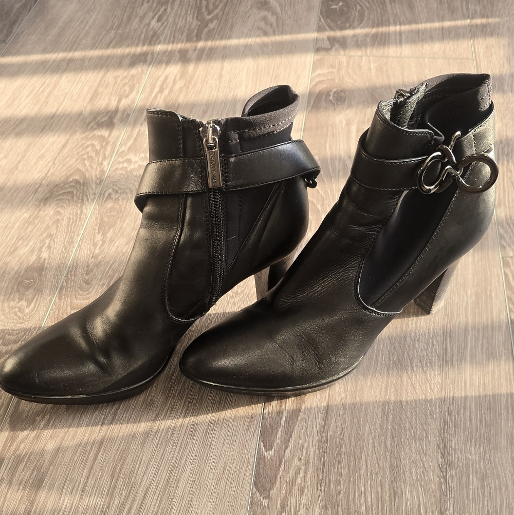Aquatalia Leather Gothic Boots Gunmetal Hardware Houndstooth Made In Italy - Picture 3 of 12